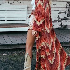 Chasing Unicorns Magic Carpet Ride Crochet Coat OS NWT